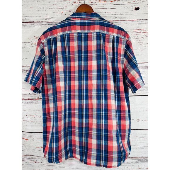 Cremieux Classics Mens XL Plaid Short-Sleeve Button-Up Shirt 100% Cotton Red & B - Picture 11 of 14